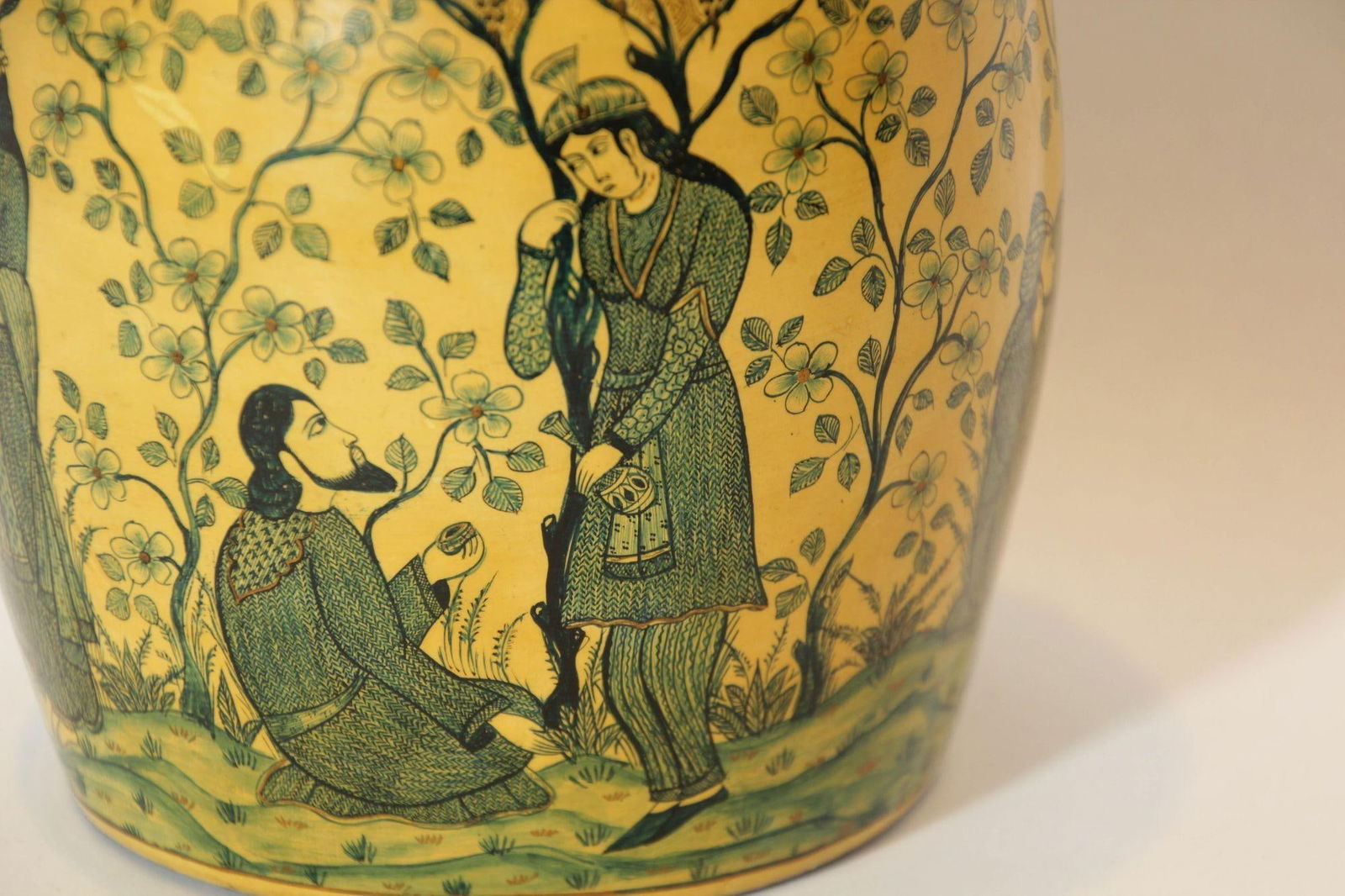 Islamic Kashmir Hand Painted Paper Mache Tea Caddy Storage Box 1950s - 9