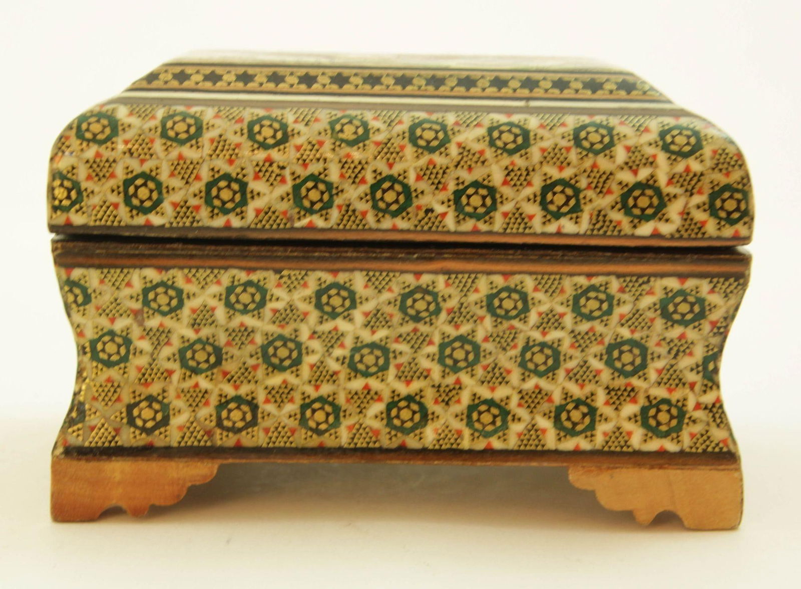 Middle Eastern Persian Khatam Trinket Box With Miniature Art Painting 1950s - 11