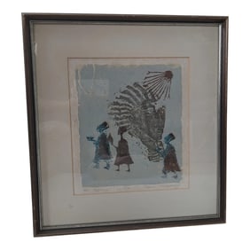 Mid 20th Century Vintage Framed Clara Montgomery Lithograph
