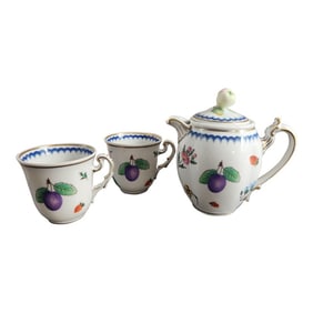 Vintage Richard Ginori, Fruit Pattern, Demitasse Set, Espresso Set, Made in Italy- 3 Pieces