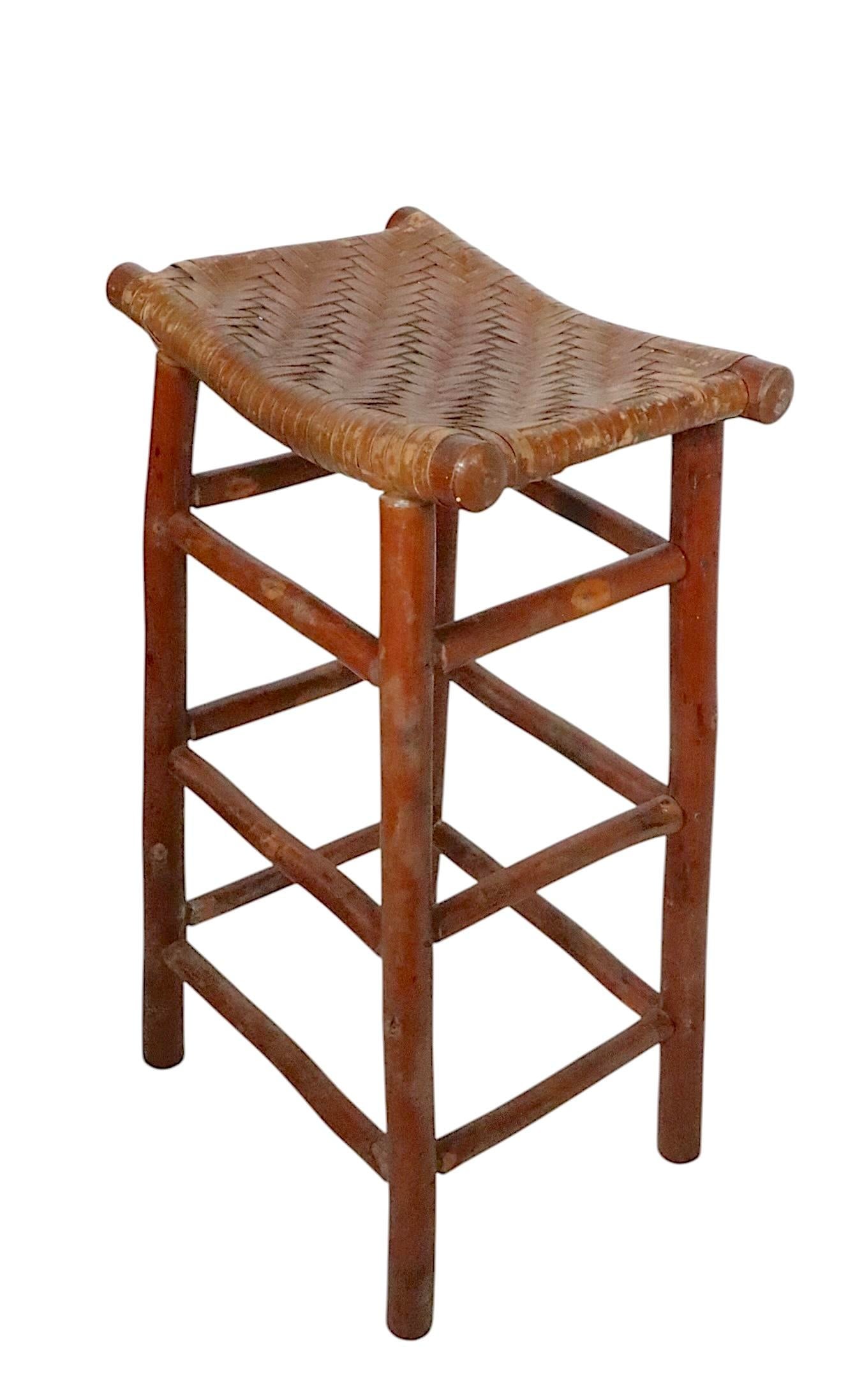 Vintage Adirondack Old Hickory Style Bar Stool - 2