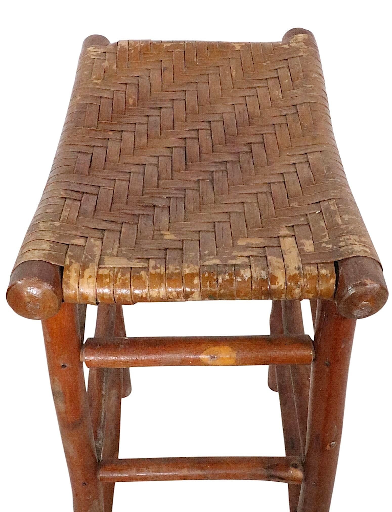 Vintage Adirondack Old Hickory Style Bar Stool - 6