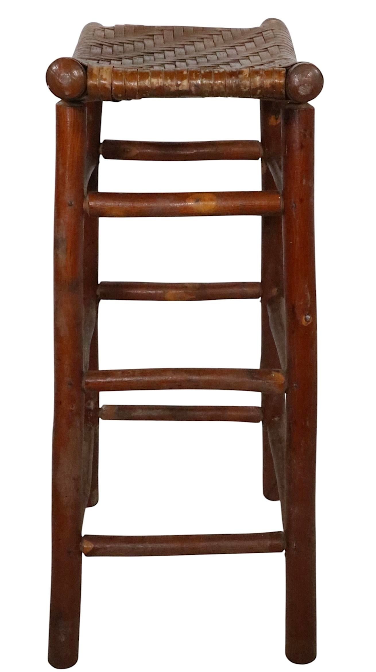 Vintage Adirondack Old Hickory Style Bar Stool - 7