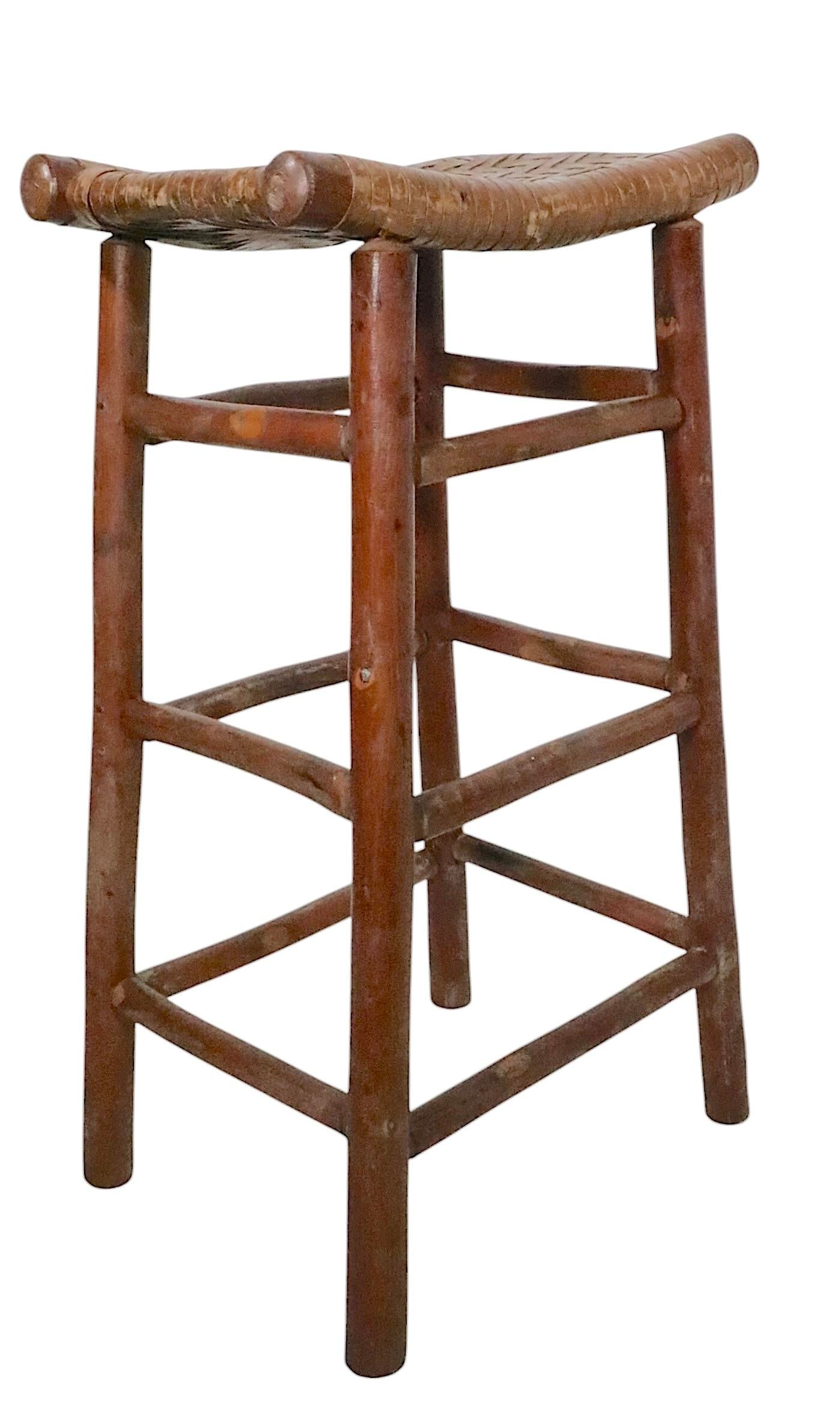 Vintage Adirondack Old Hickory Style Bar Stool - 8