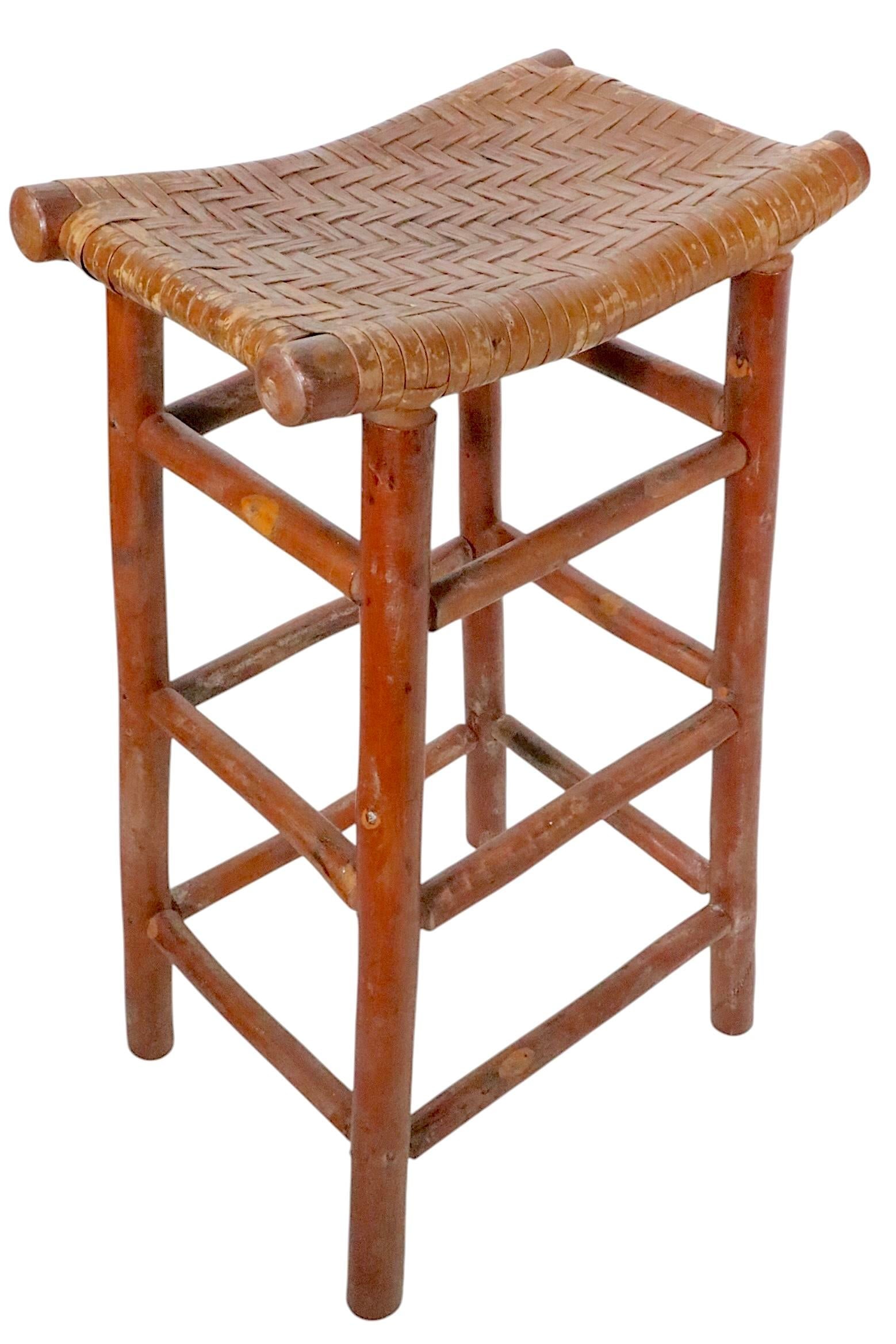 Vintage Adirondack Old Hickory Style Bar Stool - 9