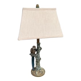 1980s Parrot Perched on a Faux Tree Limb Lamp