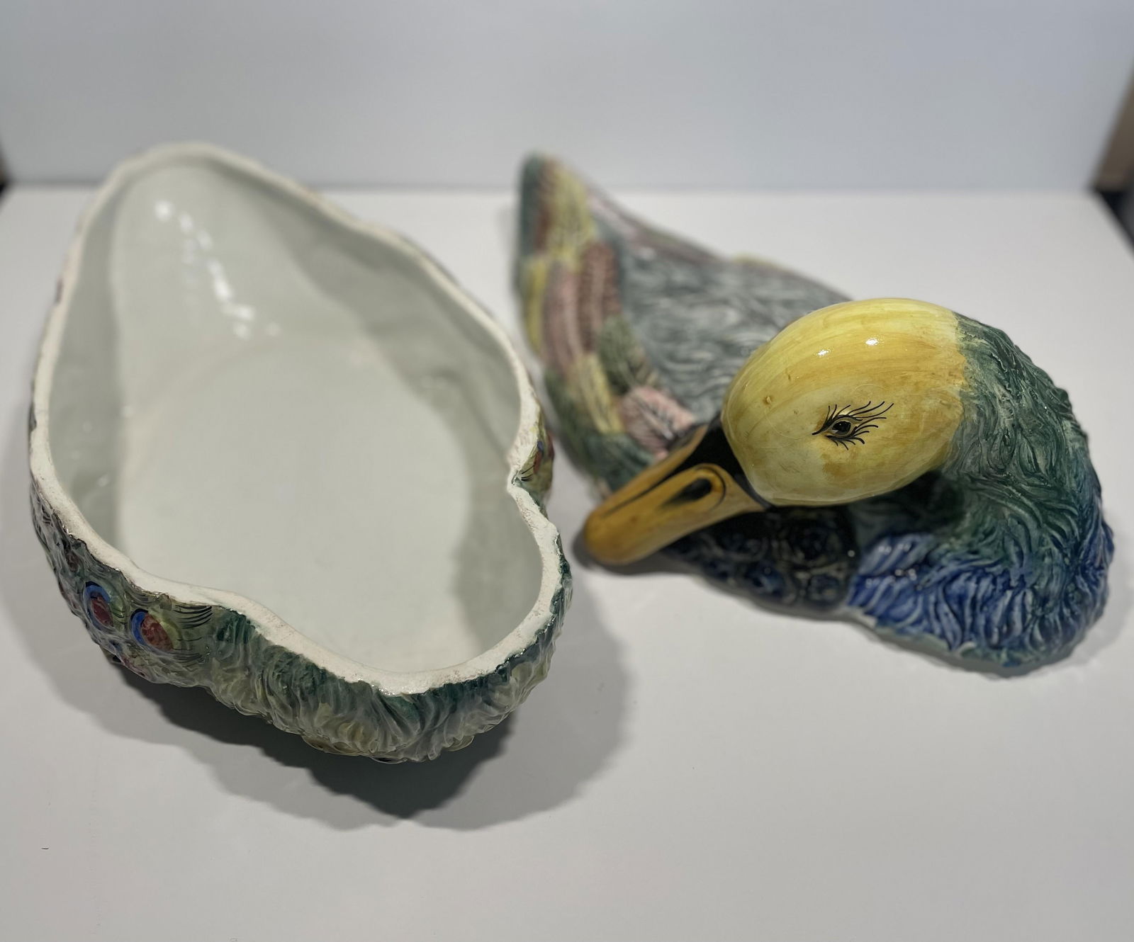 Vintage Large Hand-Painted Italian Ceramic Duck Tureen - 9