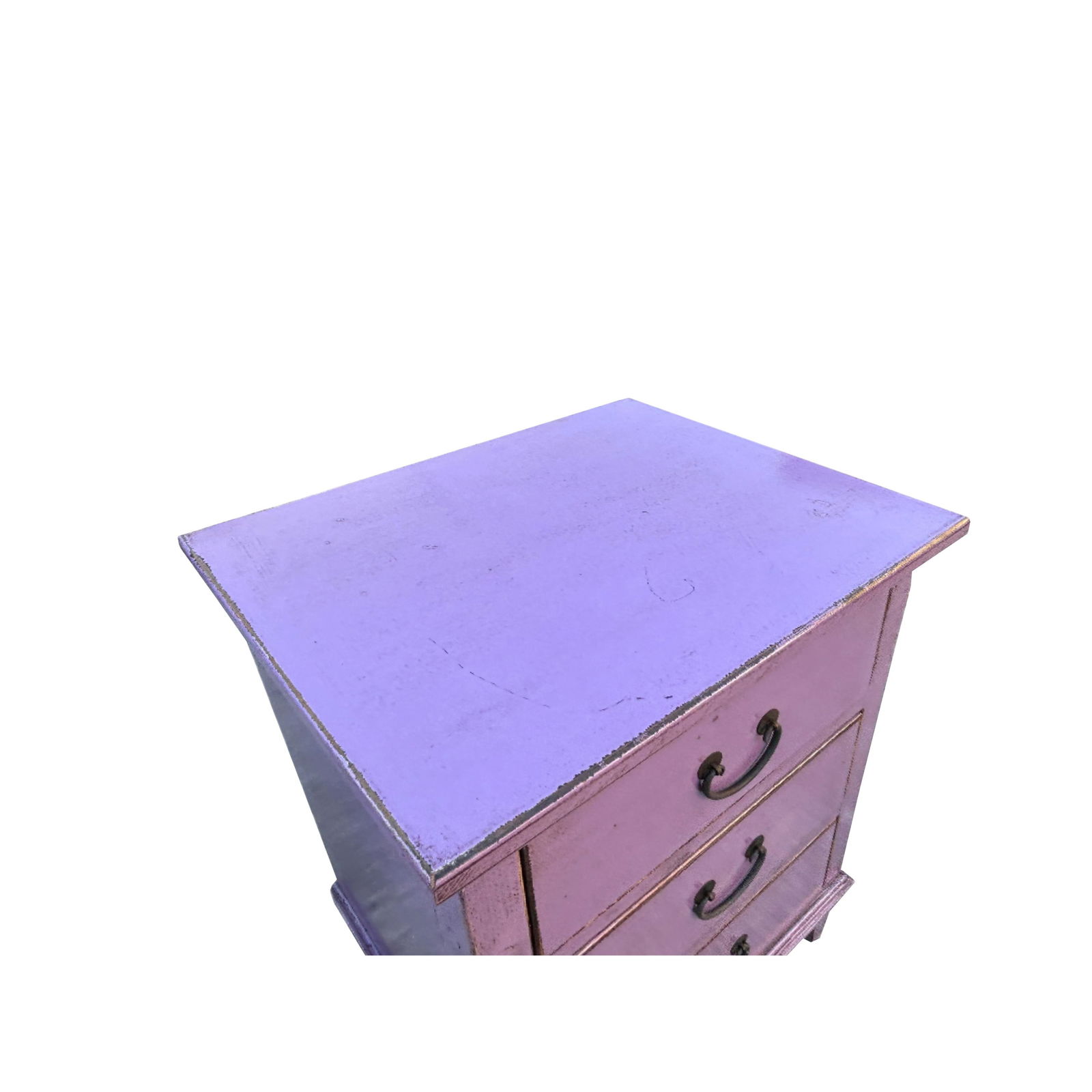 Distressed Lavender Purple 3 Drawers Flare Legs End Table Nightstand - 4