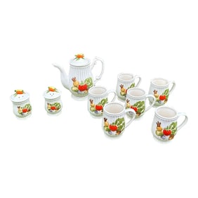 1970s Ceramic Vegetable Tea Set- 10 Pieces