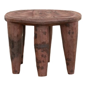 Wood Nupe Stool W/ Black Dots