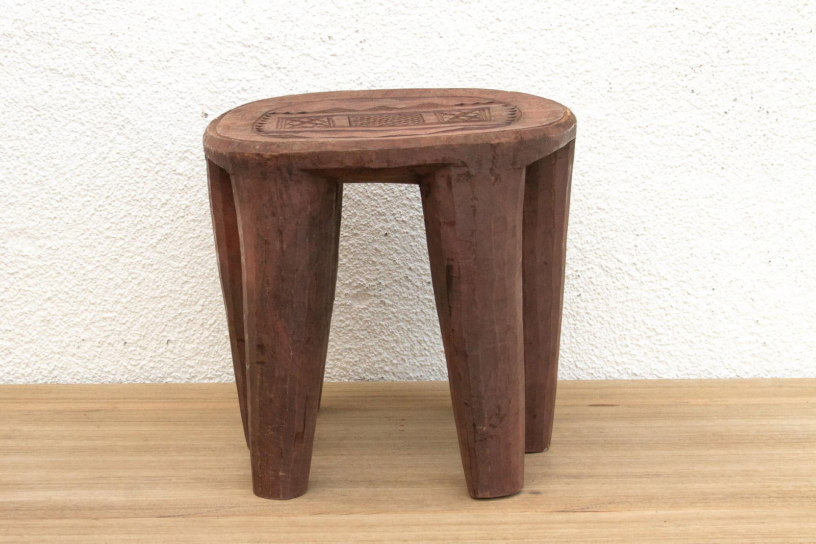 Handcarved Wooden Nupe Stool - 5