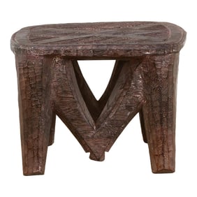 Carved Nupe Stool, Geometric Grace