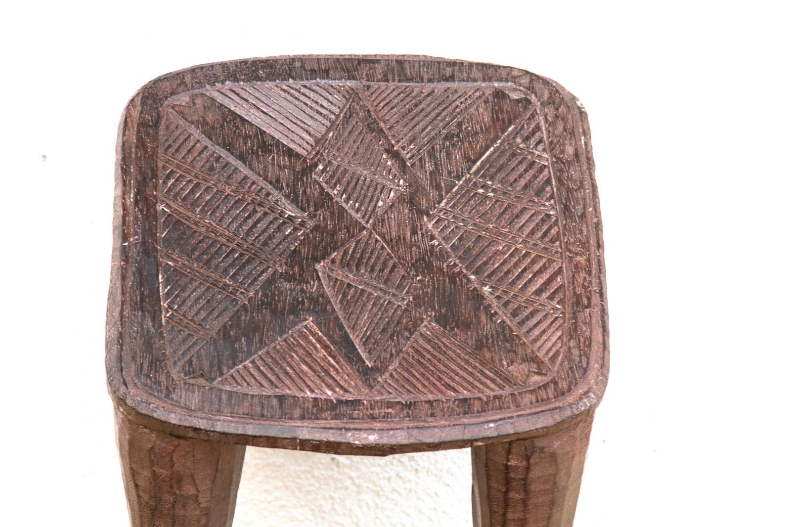 Carved Nupe Stool, Geometric Grace - 4