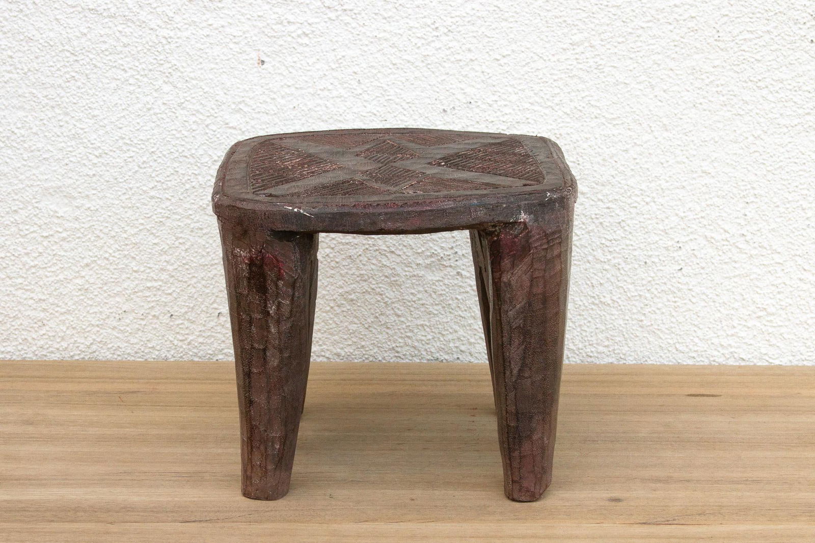 Carved Nupe Stool, Geometric Grace - 5