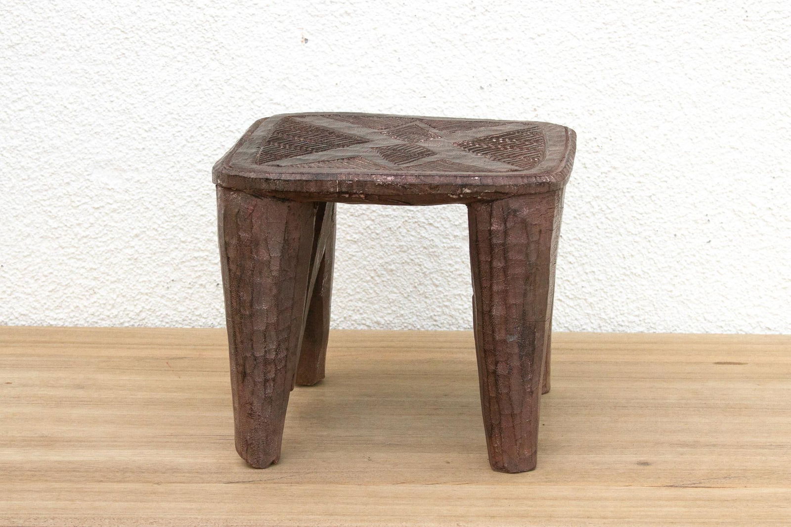 Carved Nupe Stool, Geometric Grace - 6