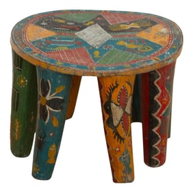 Antique African Nupe Painted Table
