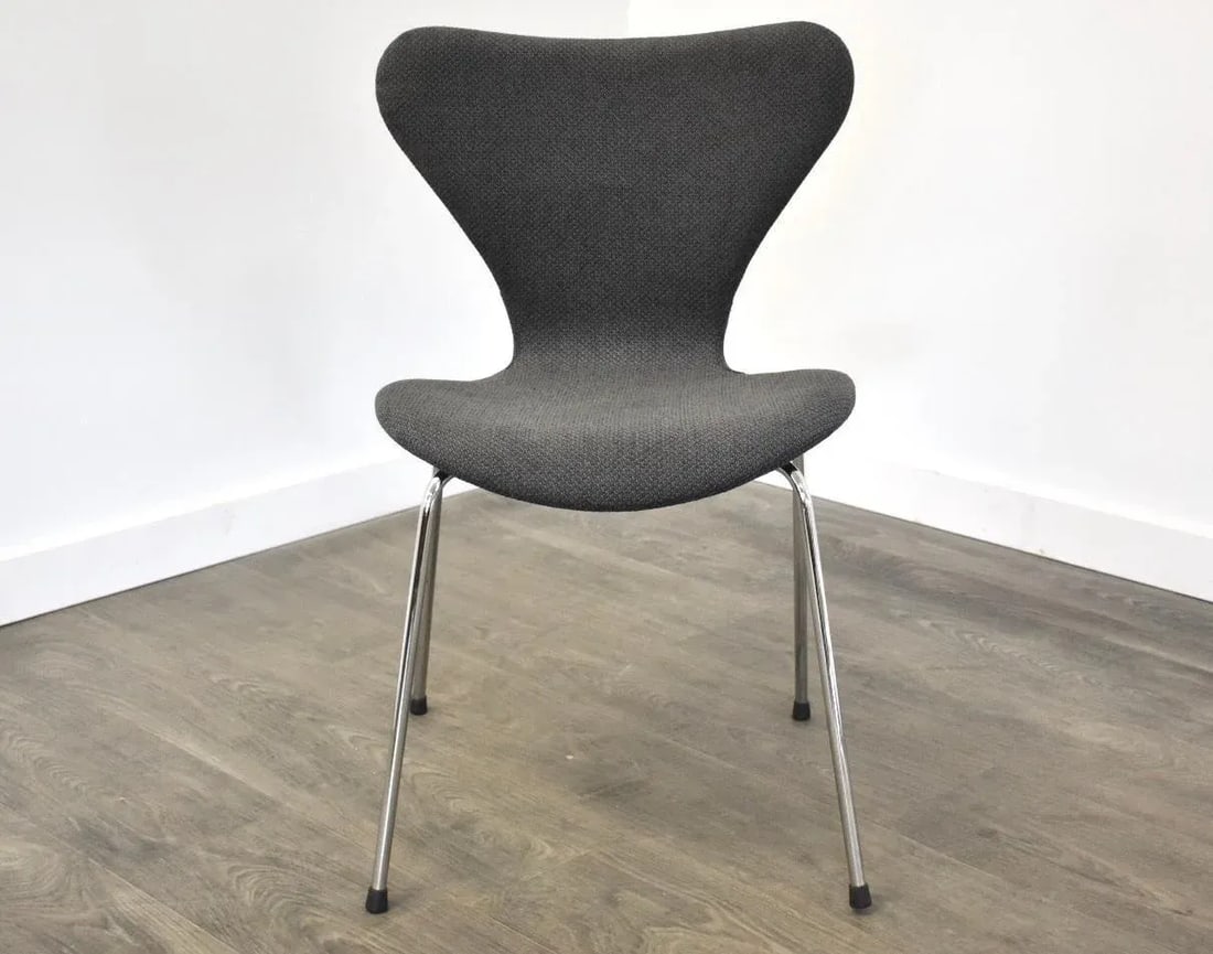 1970s Grey Tweed and Chrome Modern Desk Chair - 2