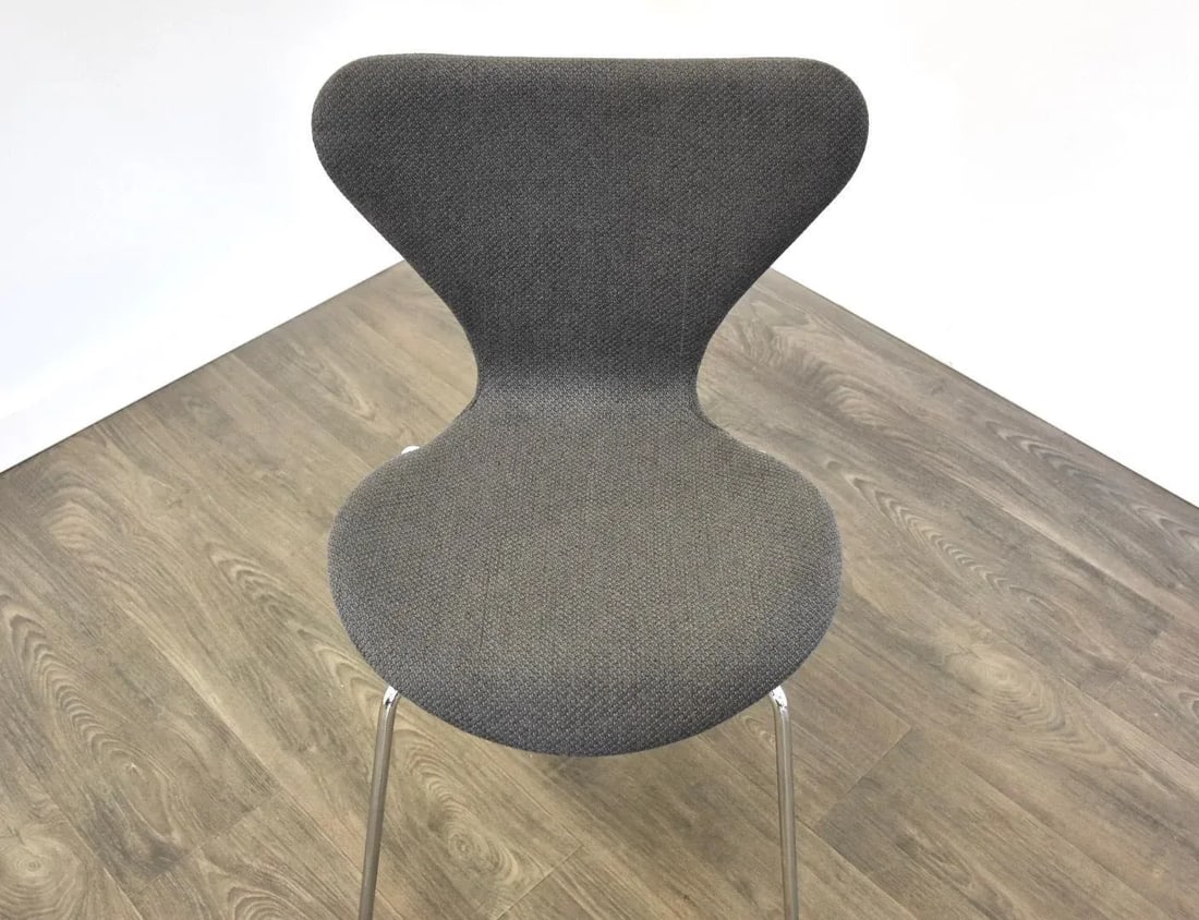 1970s Grey Tweed and Chrome Modern Desk Chair - 3