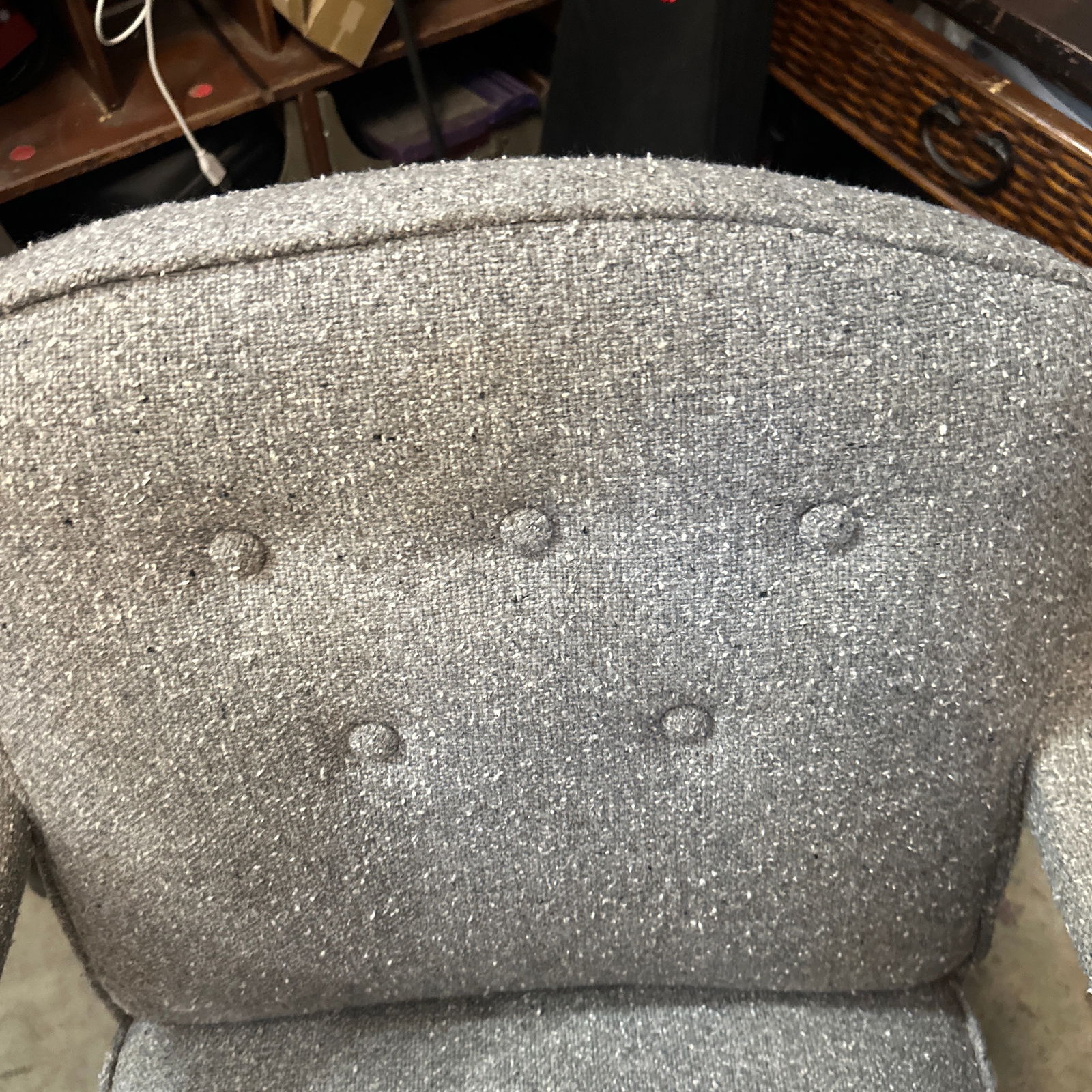 1970s Mid-Century Wooden Chair With Gray Cushioning - 6