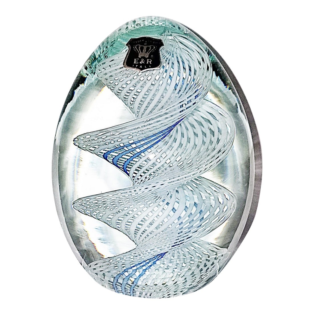 1970s Blown Glass Egg Paperweight E&r Italy (1 of 6)