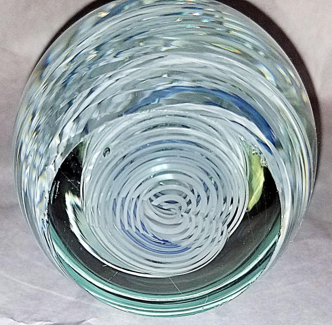 1970s Blown Glass Egg Paperweight E&r Italy - 6