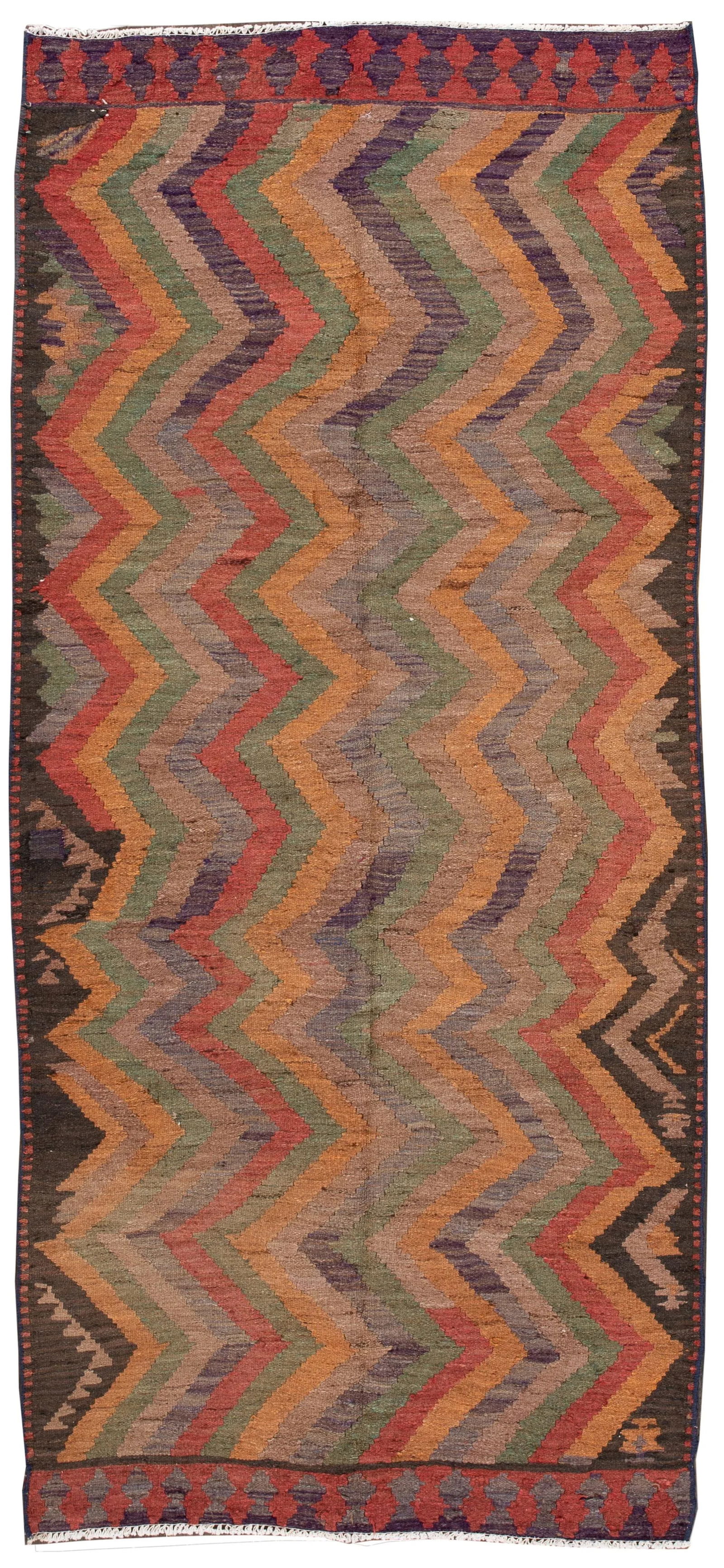 Mid-20th Century Vintage Kilim Runner Rug 4' 5" X 9' 4'' - 13