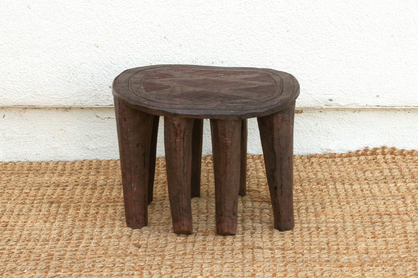 Round Artisanal African Side Table - 3
