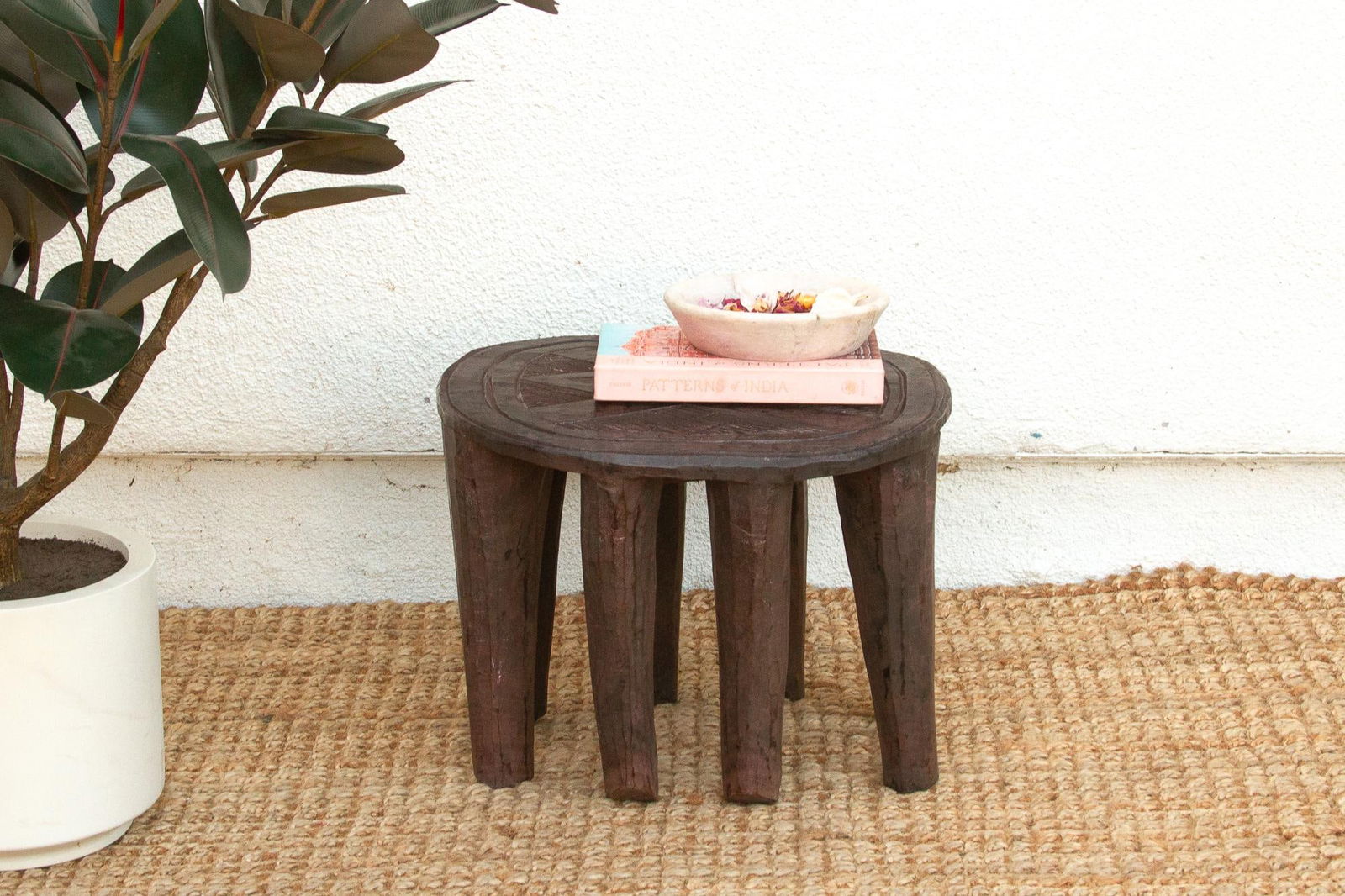 Round Artisanal African Side Table - 7
