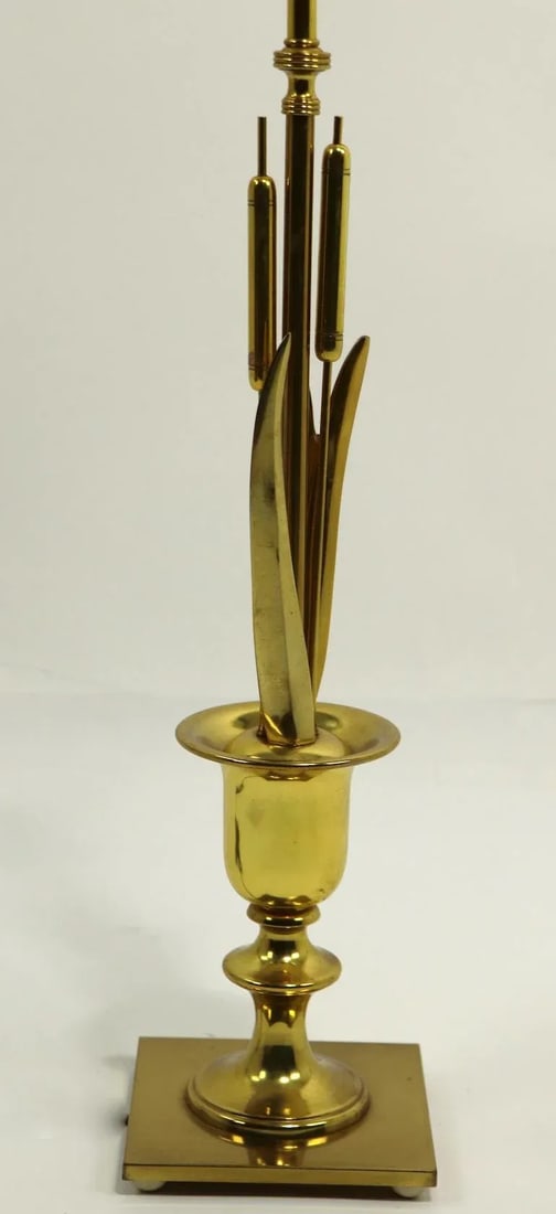 1960s Mid Century Brass Cattail Table Lasmp - 3