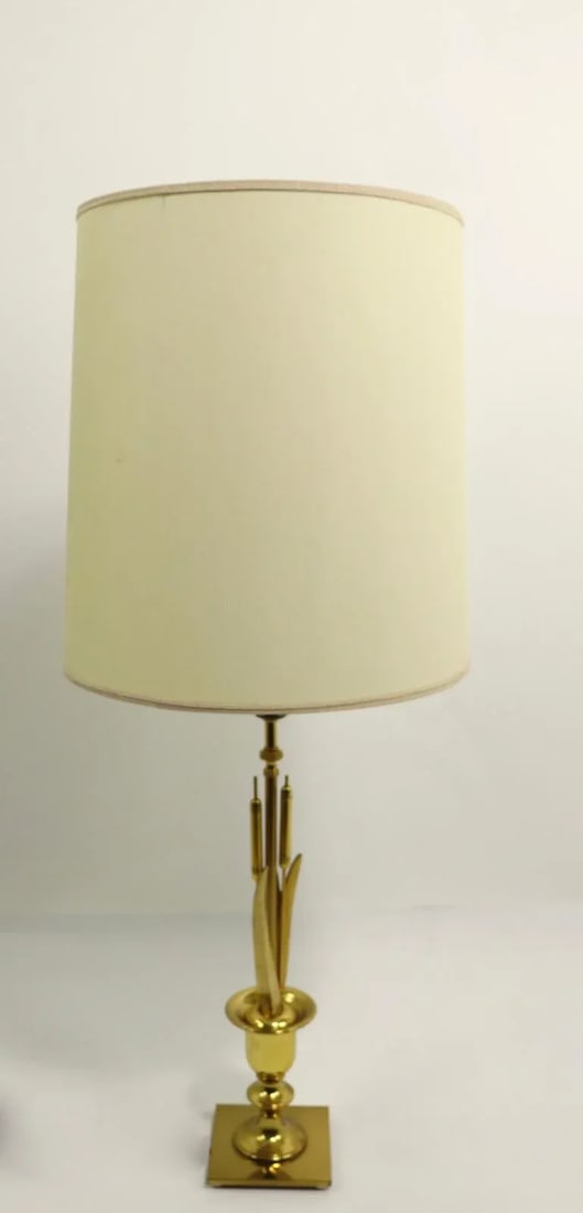 1960s Mid Century Brass Cattail Table Lasmp - 7