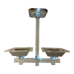 Vintage 1970s Charles Hollis Jones Style Lucite and Chrome 2-Arm Chandelier or Table Lamp