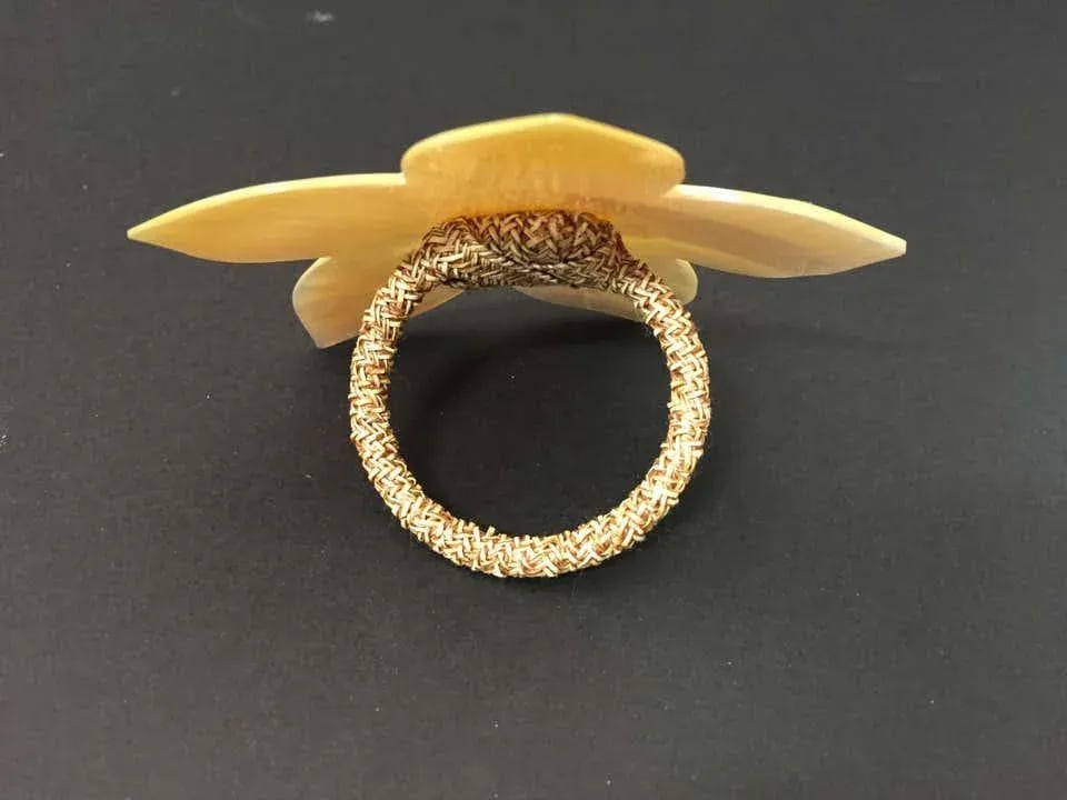 Handcrafted Napkin Rings in Natural Capiz Pearl Shell Flower Star Shape - Set of 6 - 9