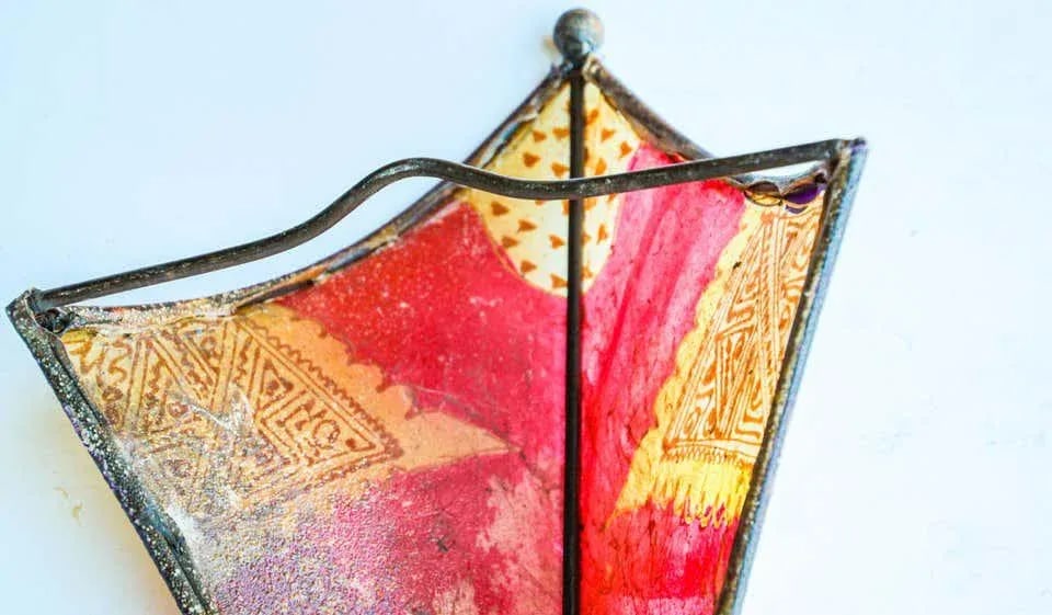 Parchment African Red Art Wall Sconce - 2