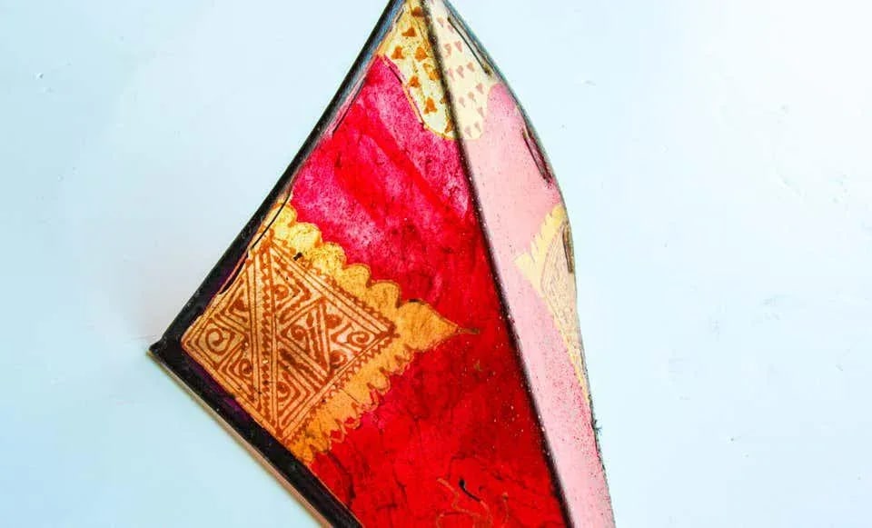 Parchment African Red Art Wall Sconce - 4