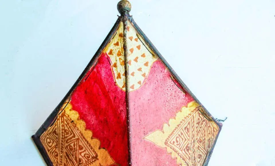 Parchment African Red Art Wall Sconce - 5