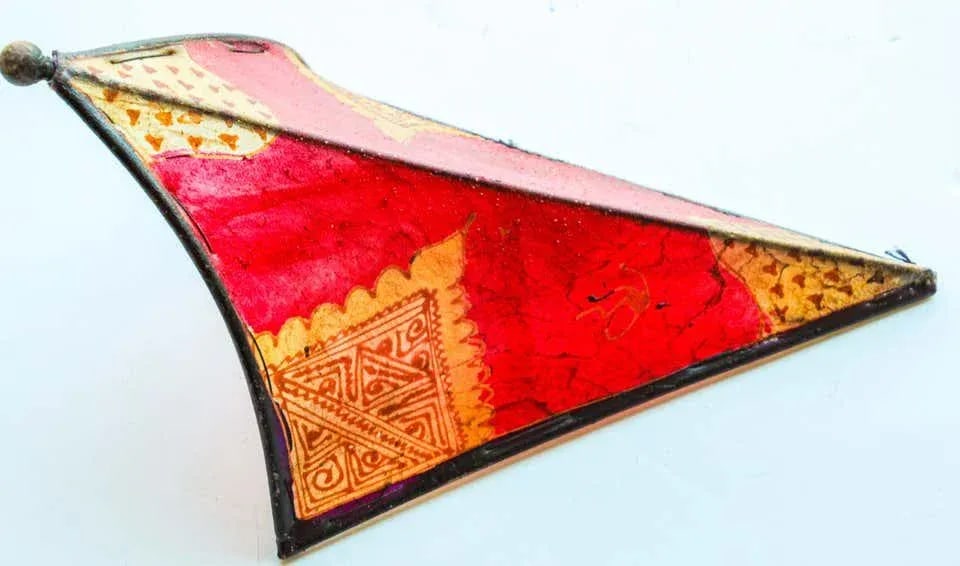 Parchment African Red Art Wall Sconce - 7