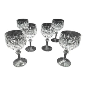 Vintage 1960s Set of 6 Patrizia by Nachtmann Bavarian Wine Water Cut Crystal Goblets Glasses