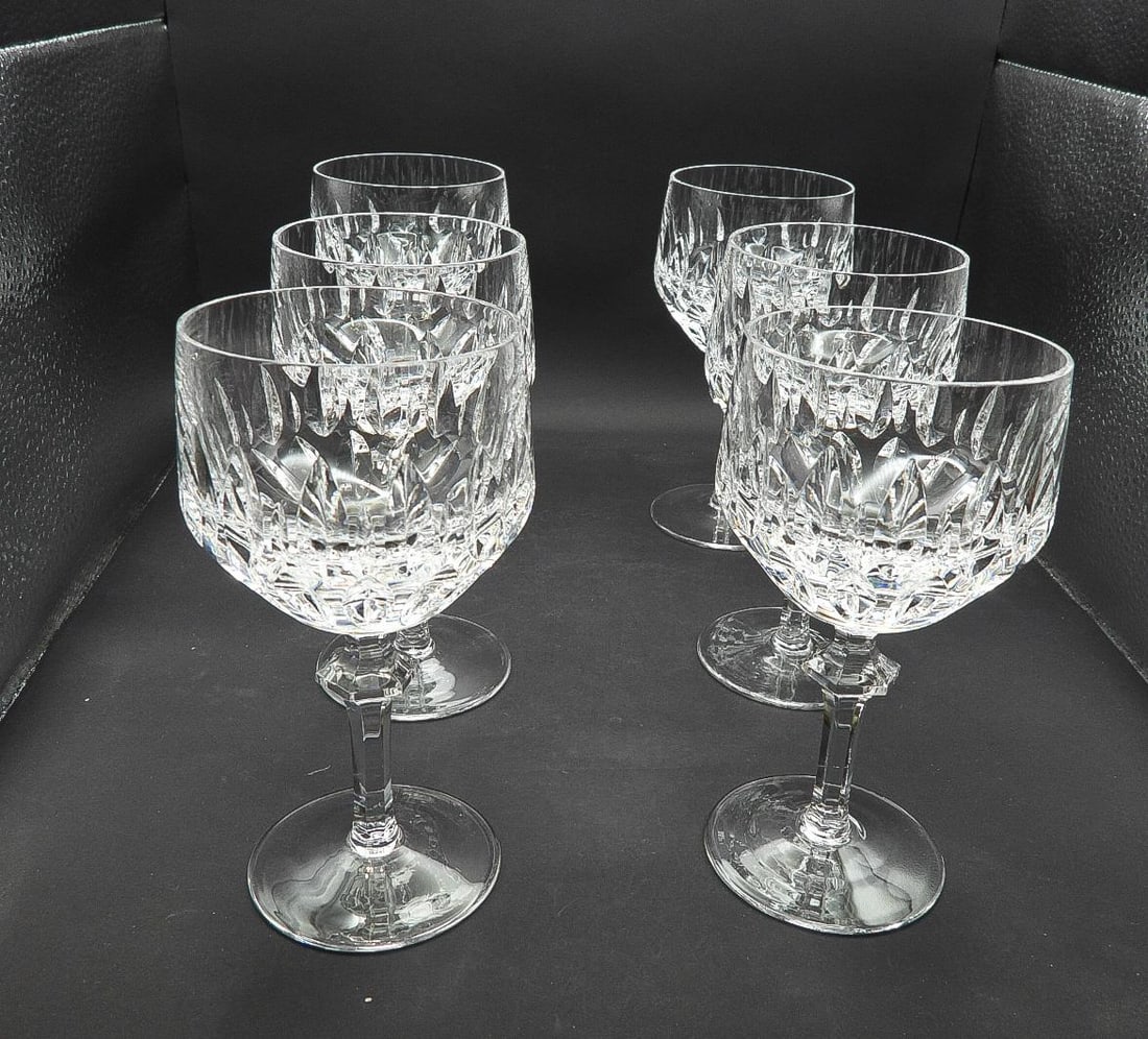 Vintage 1960s Set of 6 Patrizia by Nachtmann Bavarian Wine Water Cut Crystal Goblets Glasses - 2