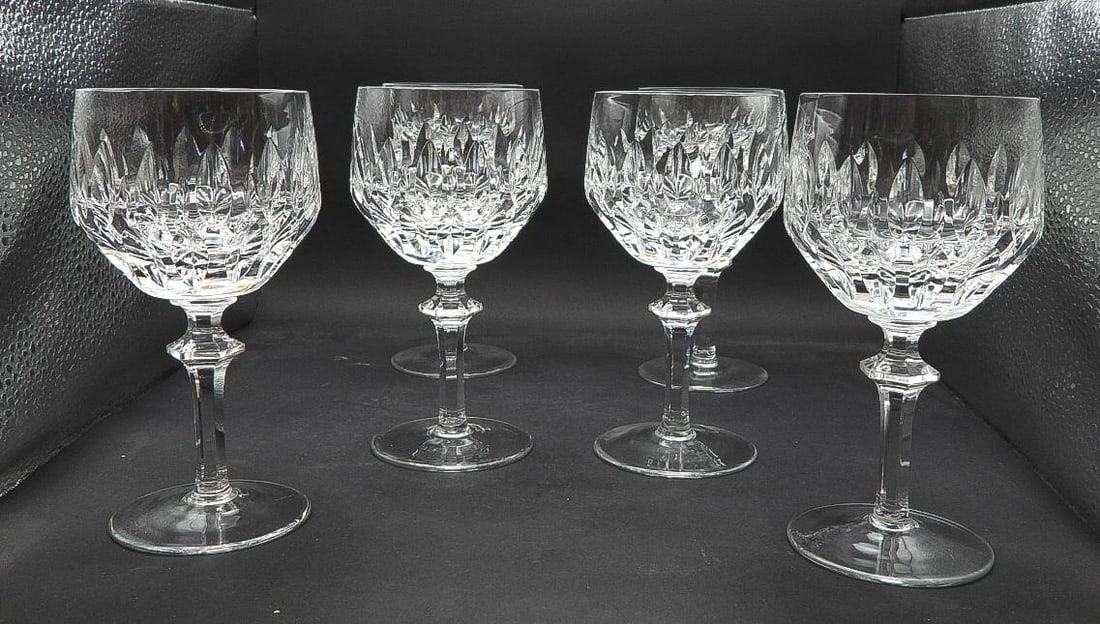 Vintage 1960s Set of 6 Patrizia by Nachtmann Bavarian Wine Water Cut Crystal Goblets Glasses - 9