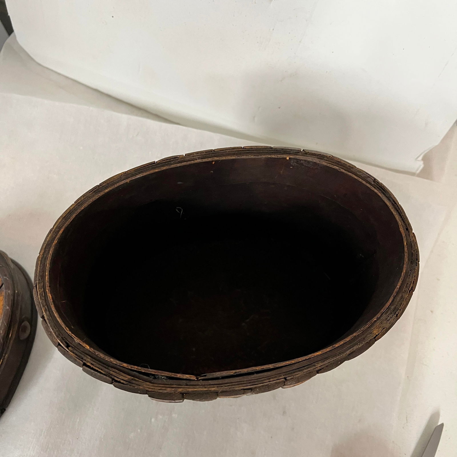 Vintage Bamboo Lidded Box With Stud Details - 4