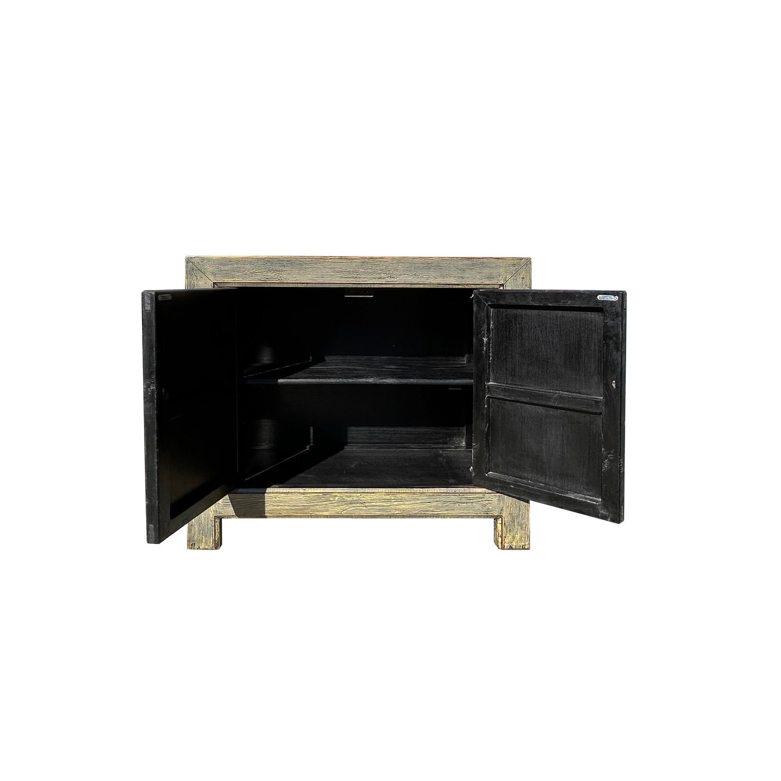 Distressed Grey Flower Bird Graphic Credenza Sideboard Console Cabinet - 2