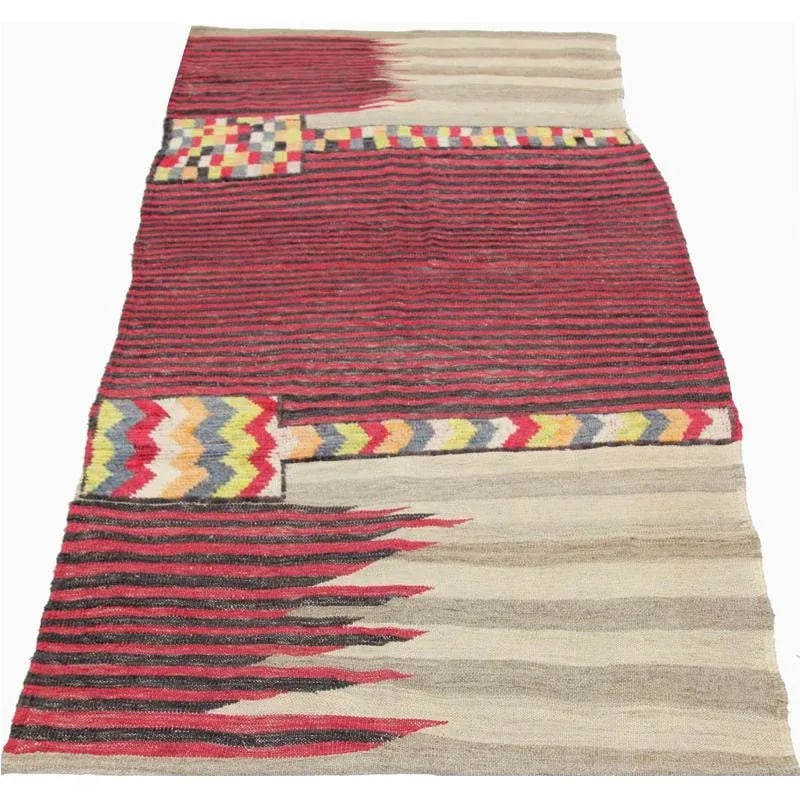 Handwoven Scandinavian Style Persian Kilim Area Rug - 3'5" × 7'5"³ - 2