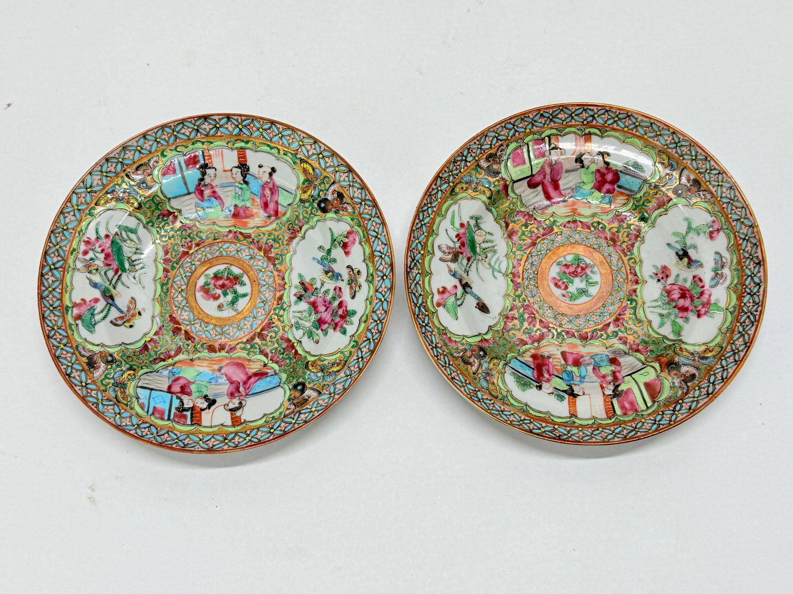 Pair, 19th Century Chinese Famille Rose Medallion Saucers - 3