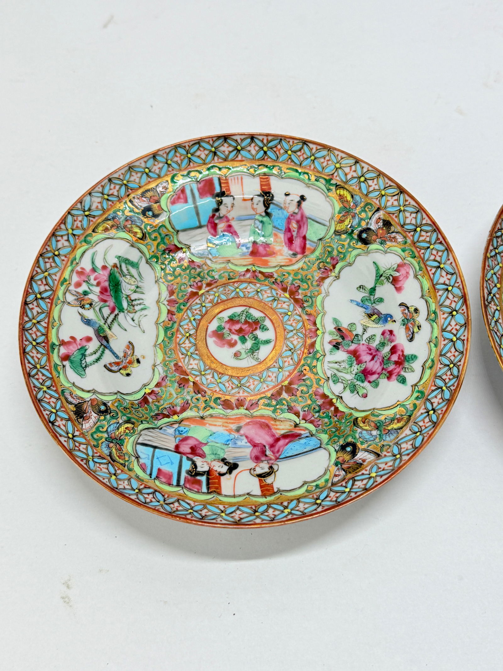Pair, 19th Century Chinese Famille Rose Medallion Saucers - 5