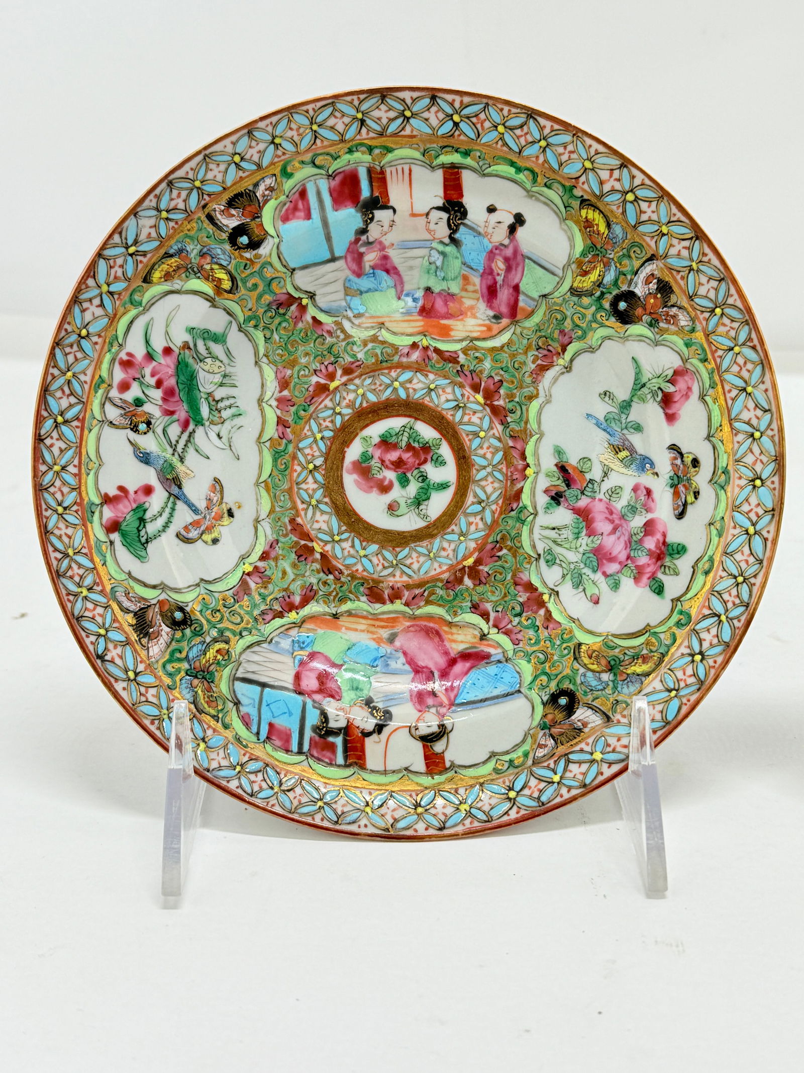 Pair, 19th Century Chinese Famille Rose Medallion Saucers - 6