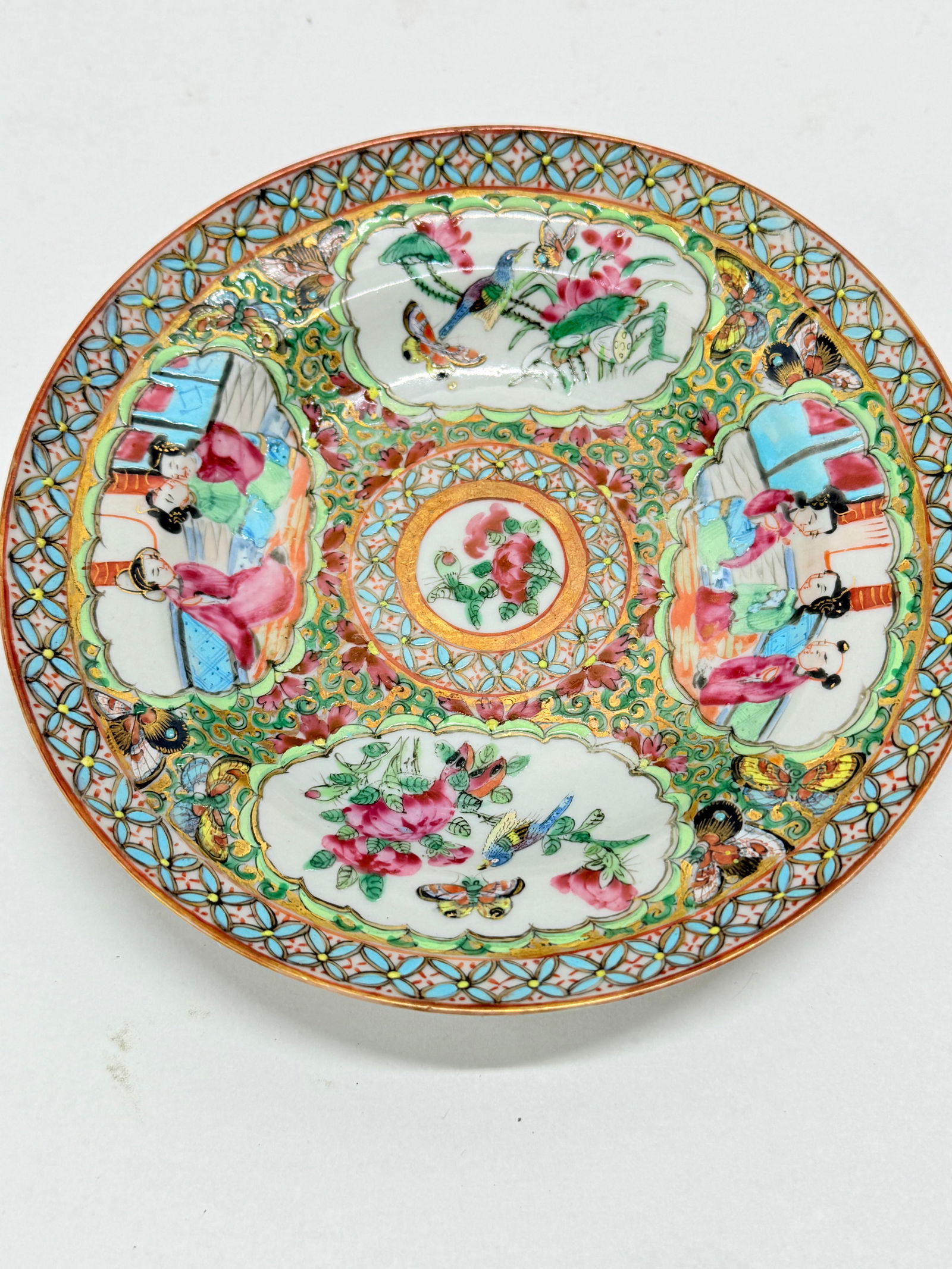 Pair, 19th Century Chinese Famille Rose Medallion Saucers - 9