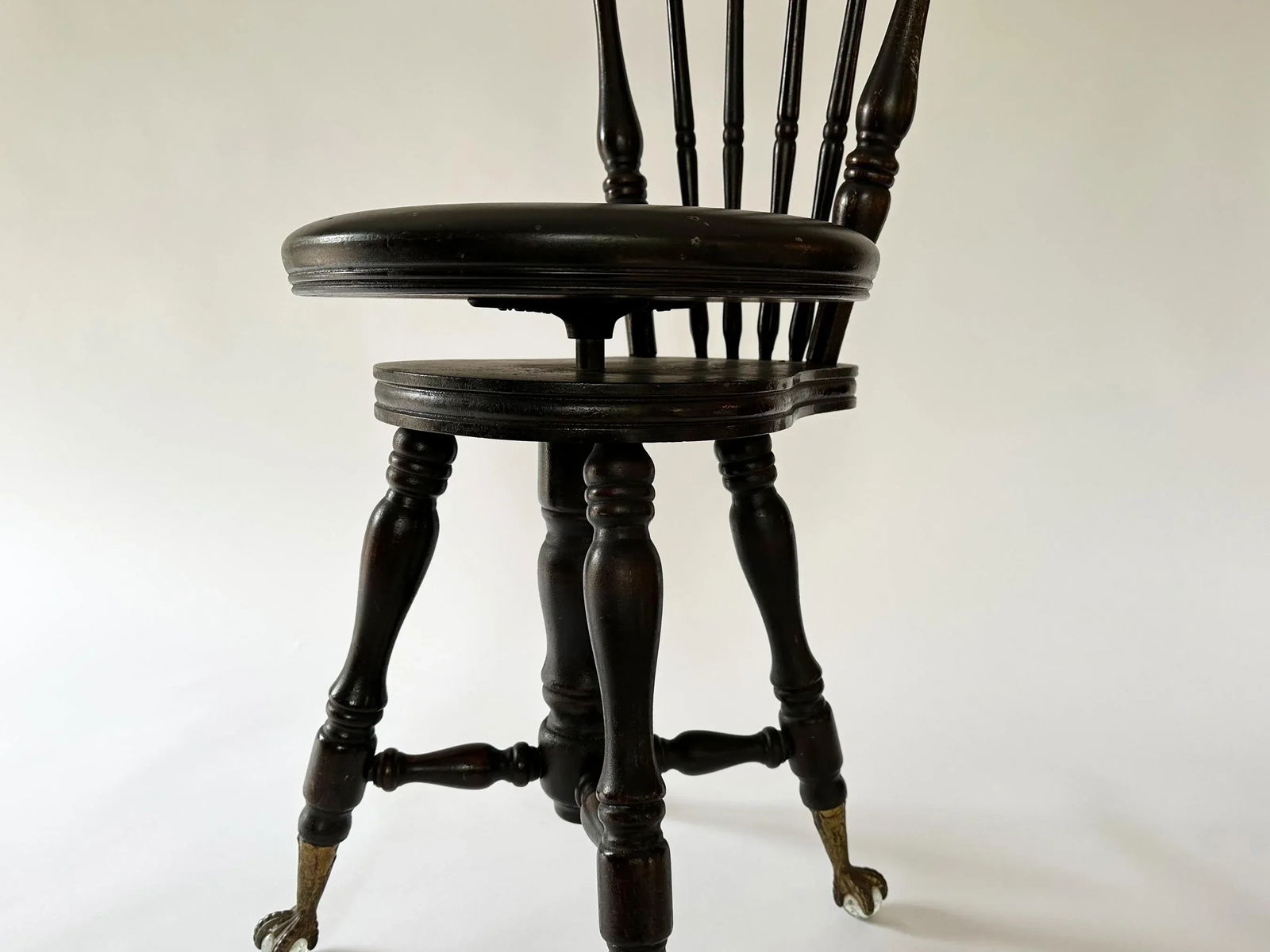 Antique Piano Stool With Backrest, Early 1990s - 3