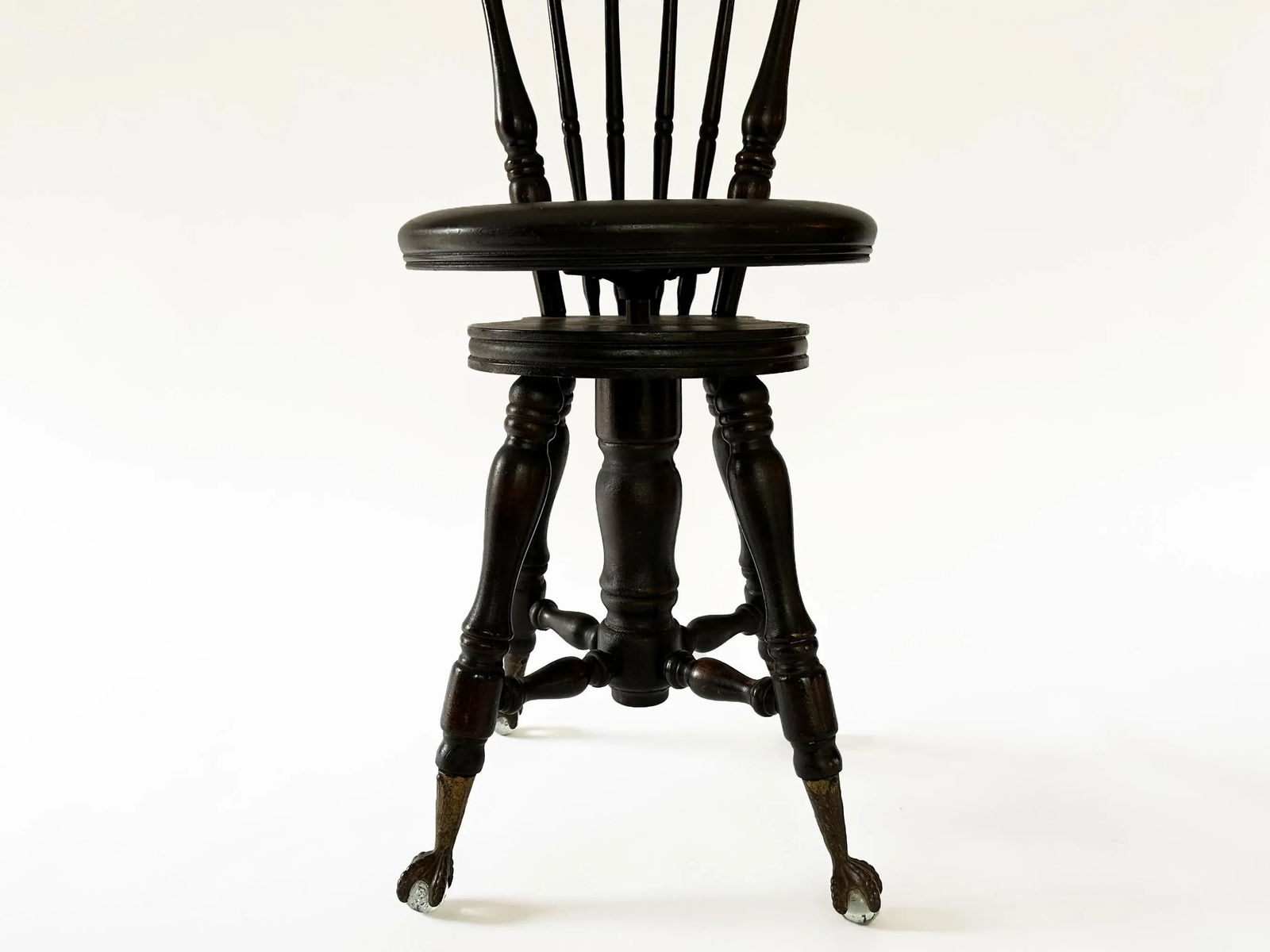 Antique Piano Stool With Backrest, Early 1990s - 7