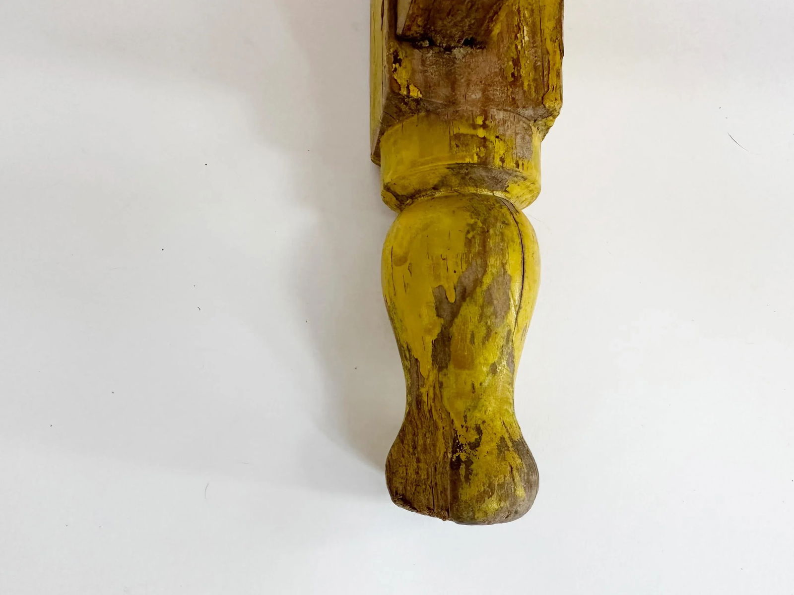 1950s Vintage Primitive Farmhouse Yellow Bench - 2