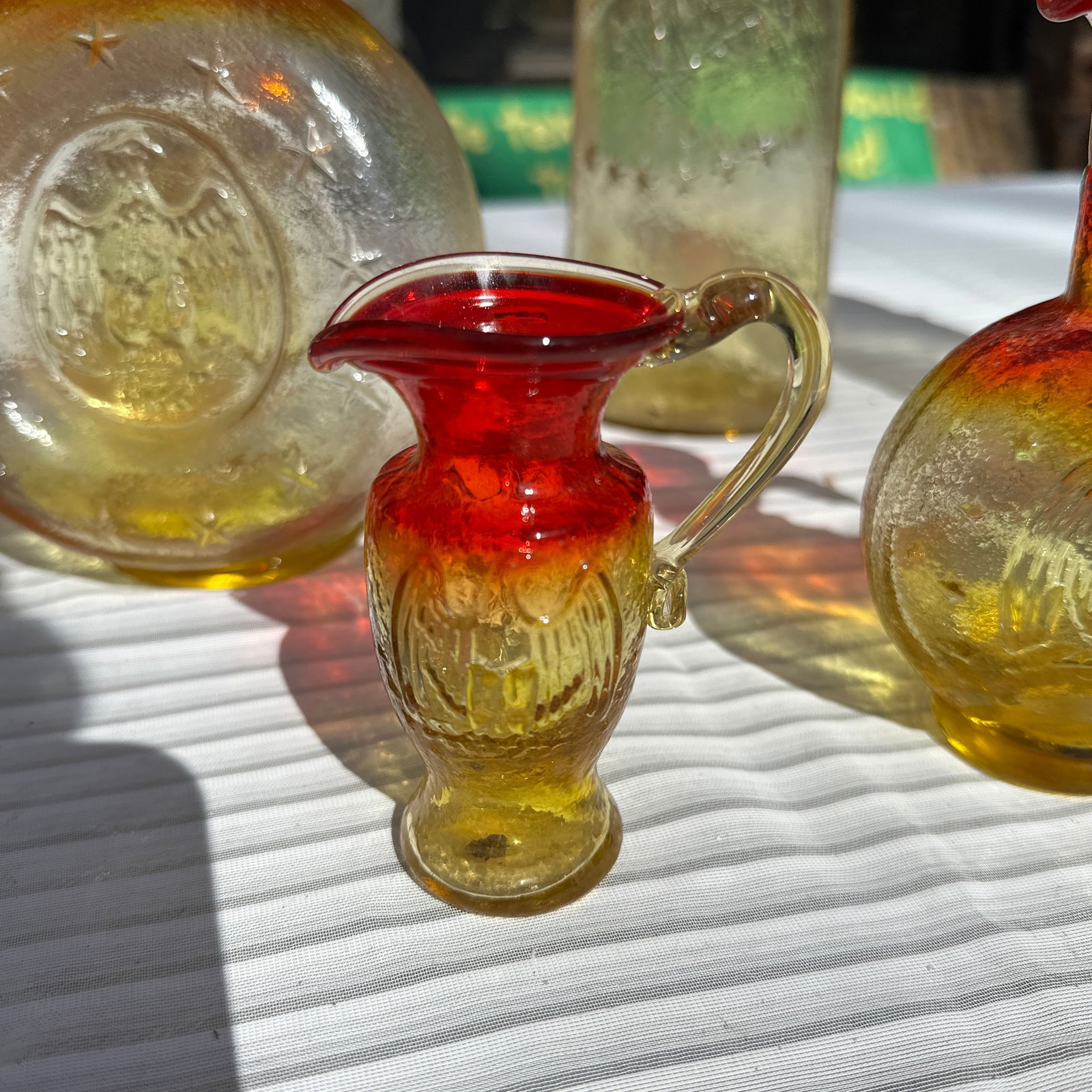 1970s Collection of Red and Yellow Glass Serving Pieces- 6 Pieces - 2